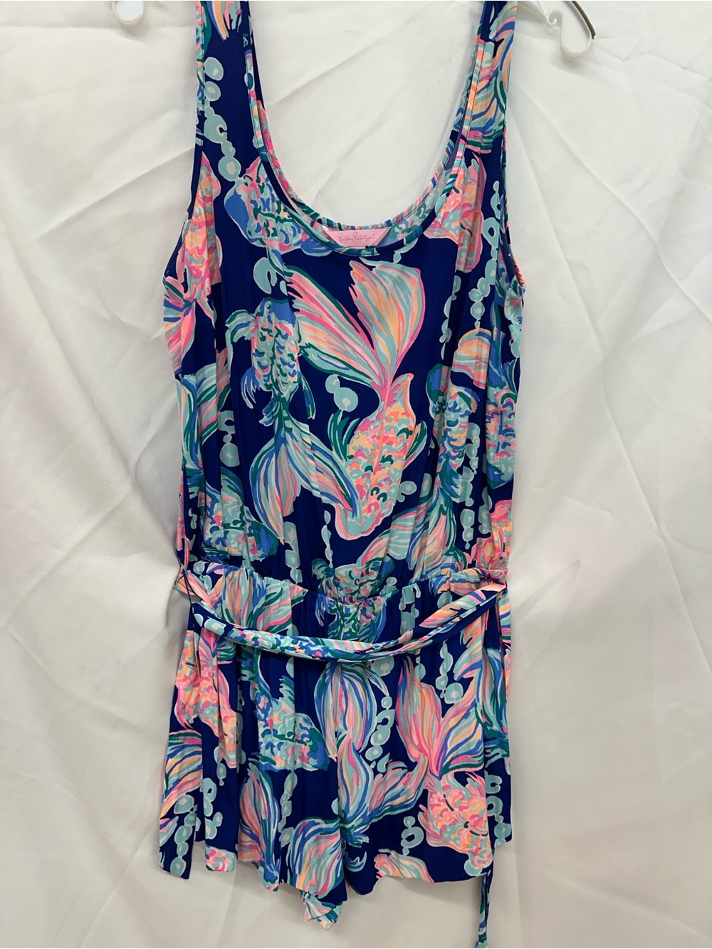Lilly Pulitzer Navy Blue Multicolor Floral Sleeveless Romper